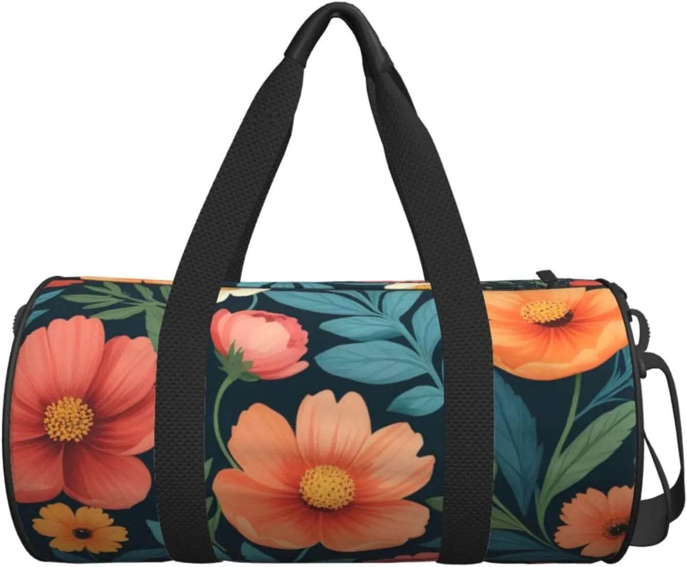 flower pattern Printed Travel Bag,Round Personal Item Storage bag,Foldie Duffel Bag for Traveling Vacation,Fitness,Sports