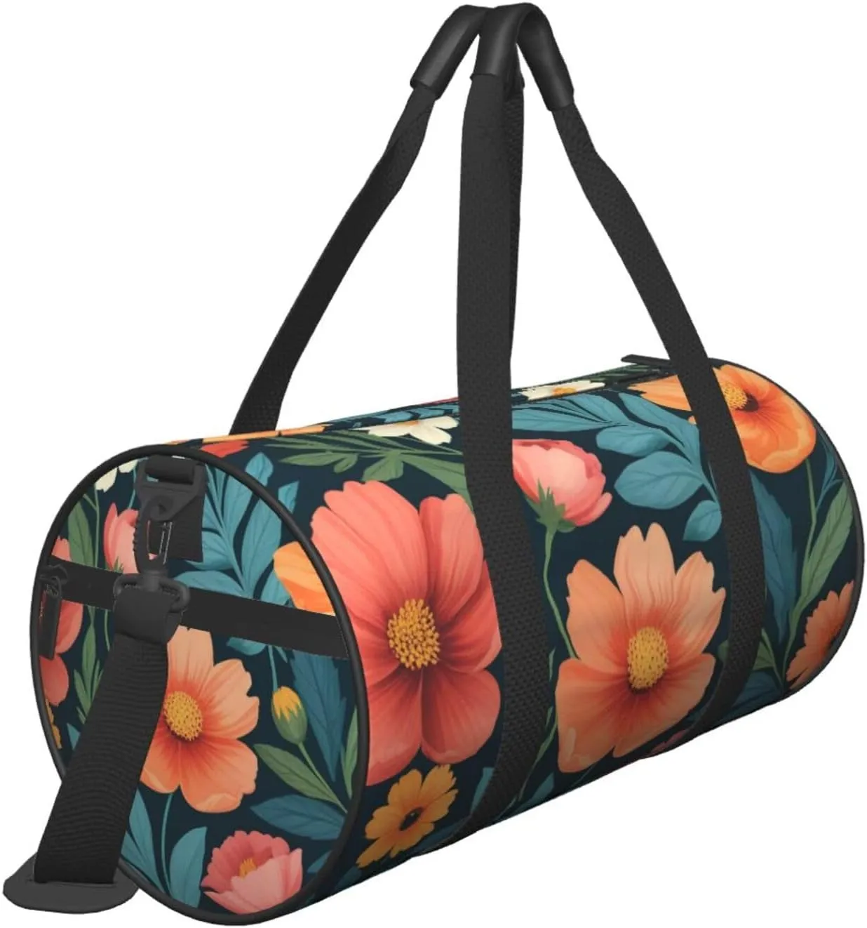 flower pattern Printed Travel Bag,Round Personal Item Storage bag,Foldie Duffel Bag for Traveling Vacation,Fitness,Sports