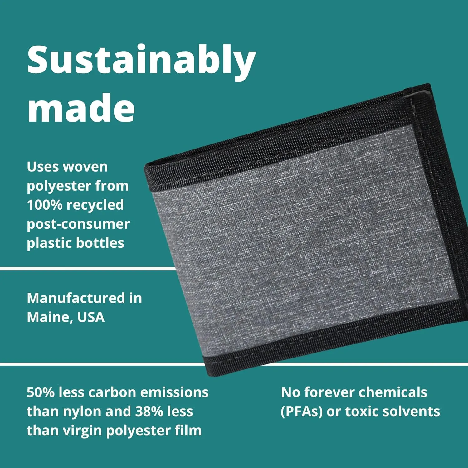 Flowfold Recycled Wallets - Recycled Material Vanguard Bifold Wallet, Front Pocket Wallet, Slim Minimalist Wallets Made in USA (Heather Grey, Recycled Material)