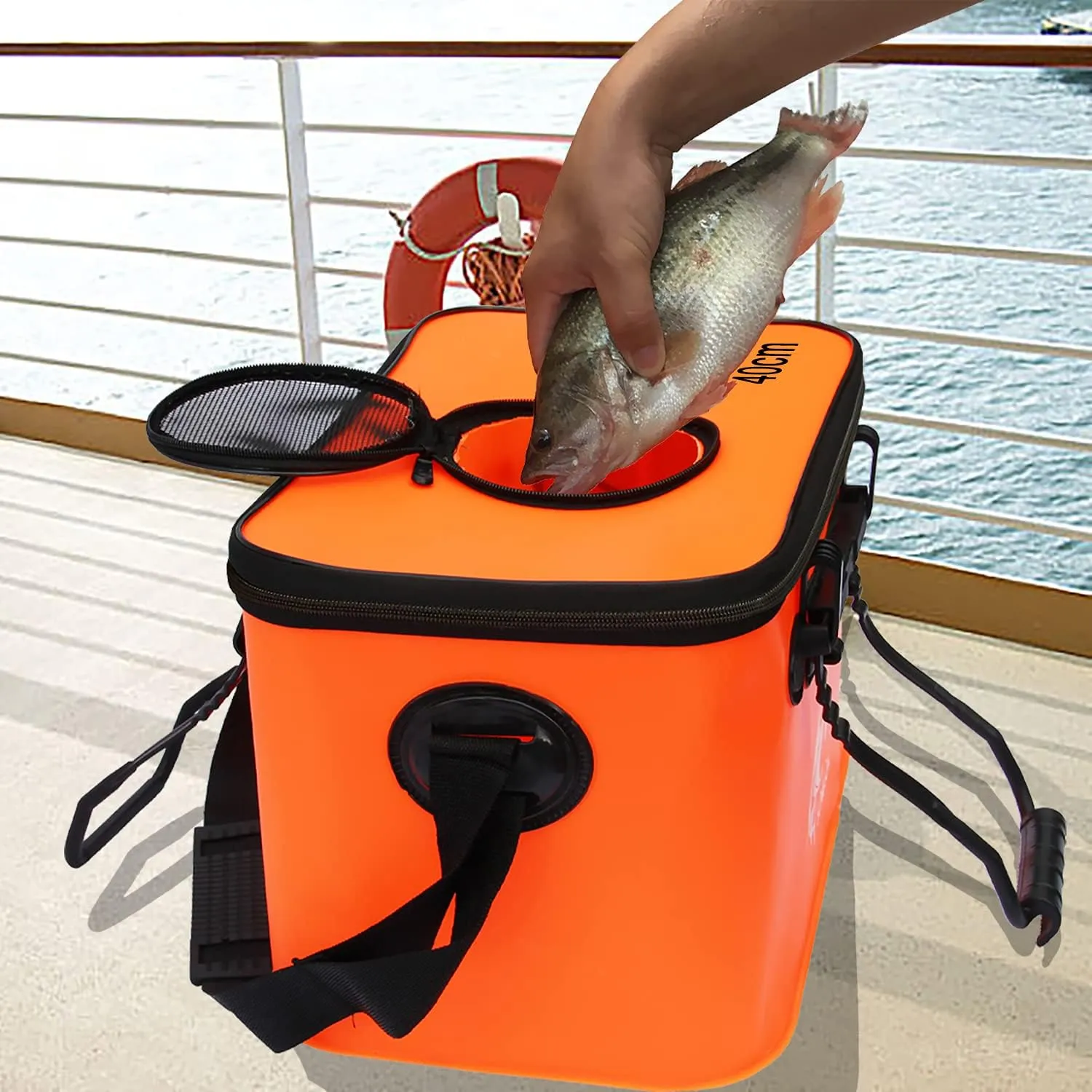 Foldable Fishing Bucket - Multi-Functional EVA Bag for Outdoor, Live Fish Lures and Protection, 10GAL/8GAL/6GAL/4.8GAL/3GAL Live Fish Container