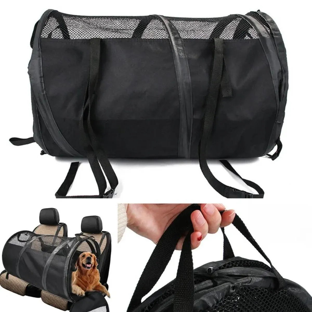 Foldable Pet Car Carrier Bag Breathable Travel Tent Portable Safety Kennel