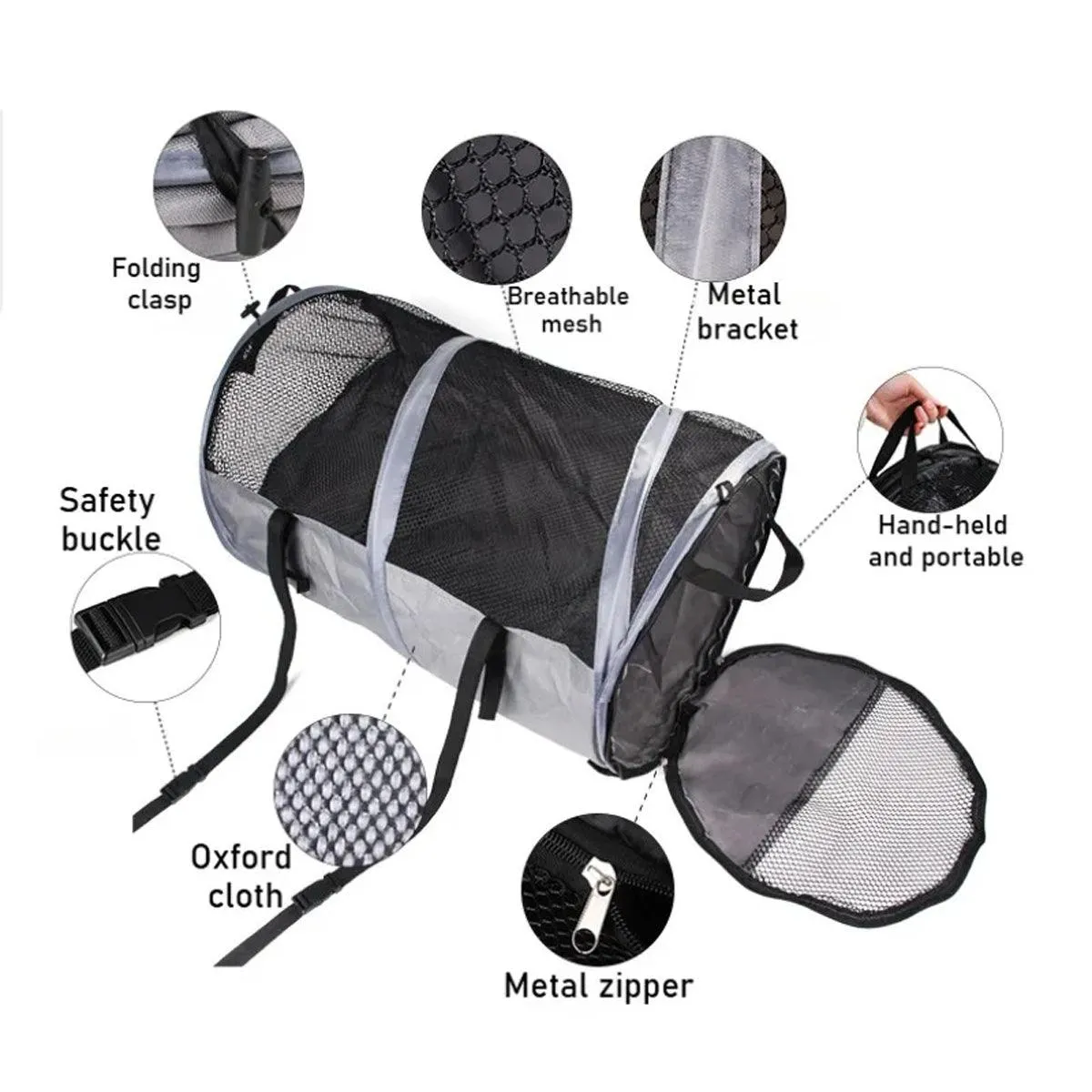 Foldable Pet Car Carrier Bag Breathable Travel Tent Portable Safety Kennel