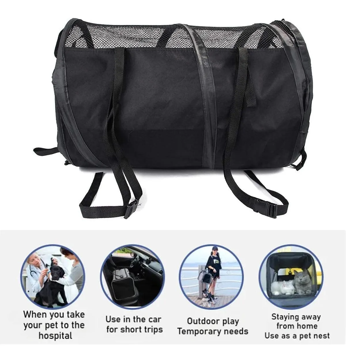 Foldable Pet Car Carrier Bag Breathable Travel Tent Portable Safety Kennel