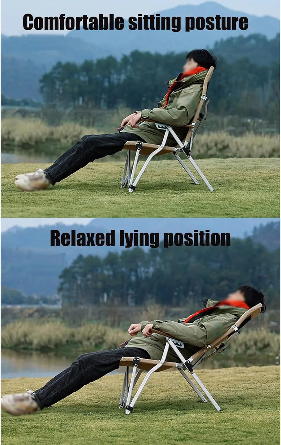 Folding Chair Portable - Portable Camping Chairg, Four Angle Adjustment of Backrest, Made of Aluminum Alloy Material, Large Capacity Mesh BaSuitable for Outdoor Activities