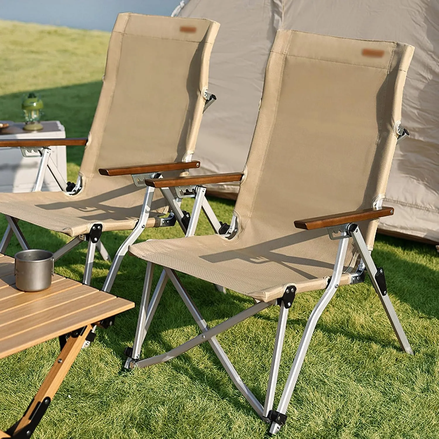 Folding Chair Portable - Portable Camping Chairg, Four Angle Adjustment of Backrest, Made of Aluminum Alloy Material, Large Capacity Mesh BaSuitable for Outdoor Activities