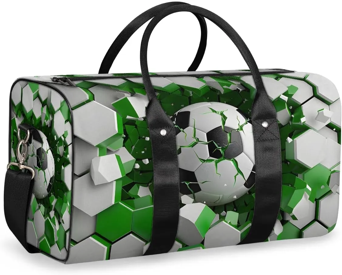Football Balls Travel Duffel Bag for Women Men Waterproof Foldable Overnight Weekender Bag Large Capacity Sports Gym Bag