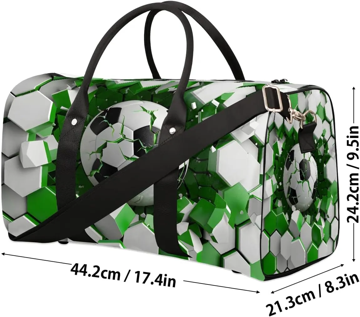 Football Balls Travel Duffel Bag for Women Men Waterproof Foldable Overnight Weekender Bag Large Capacity Sports Gym Bag