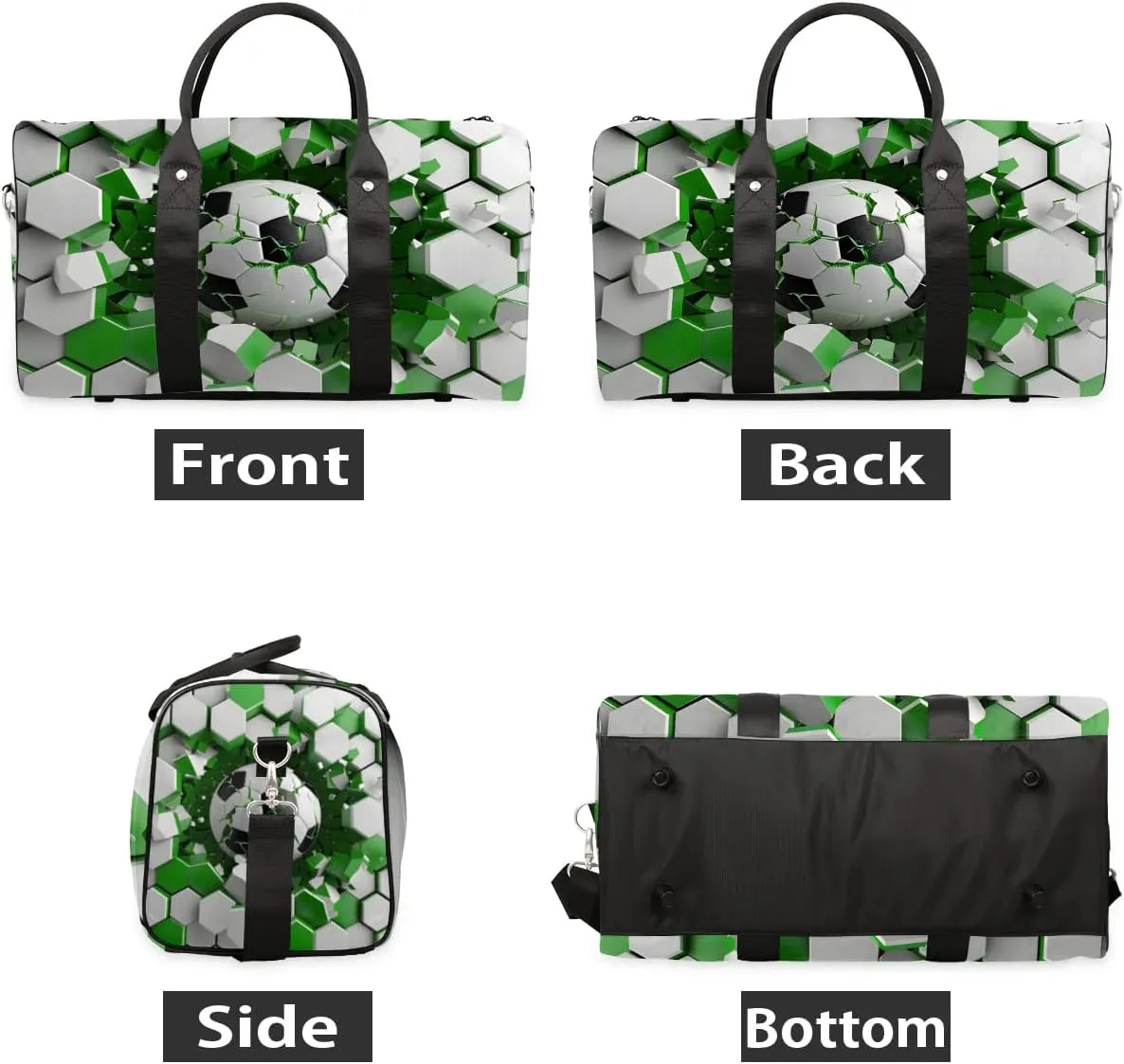 Football Balls Travel Duffel Bag for Women Men Waterproof Foldable Overnight Weekender Bag Large Capacity Sports Gym Bag