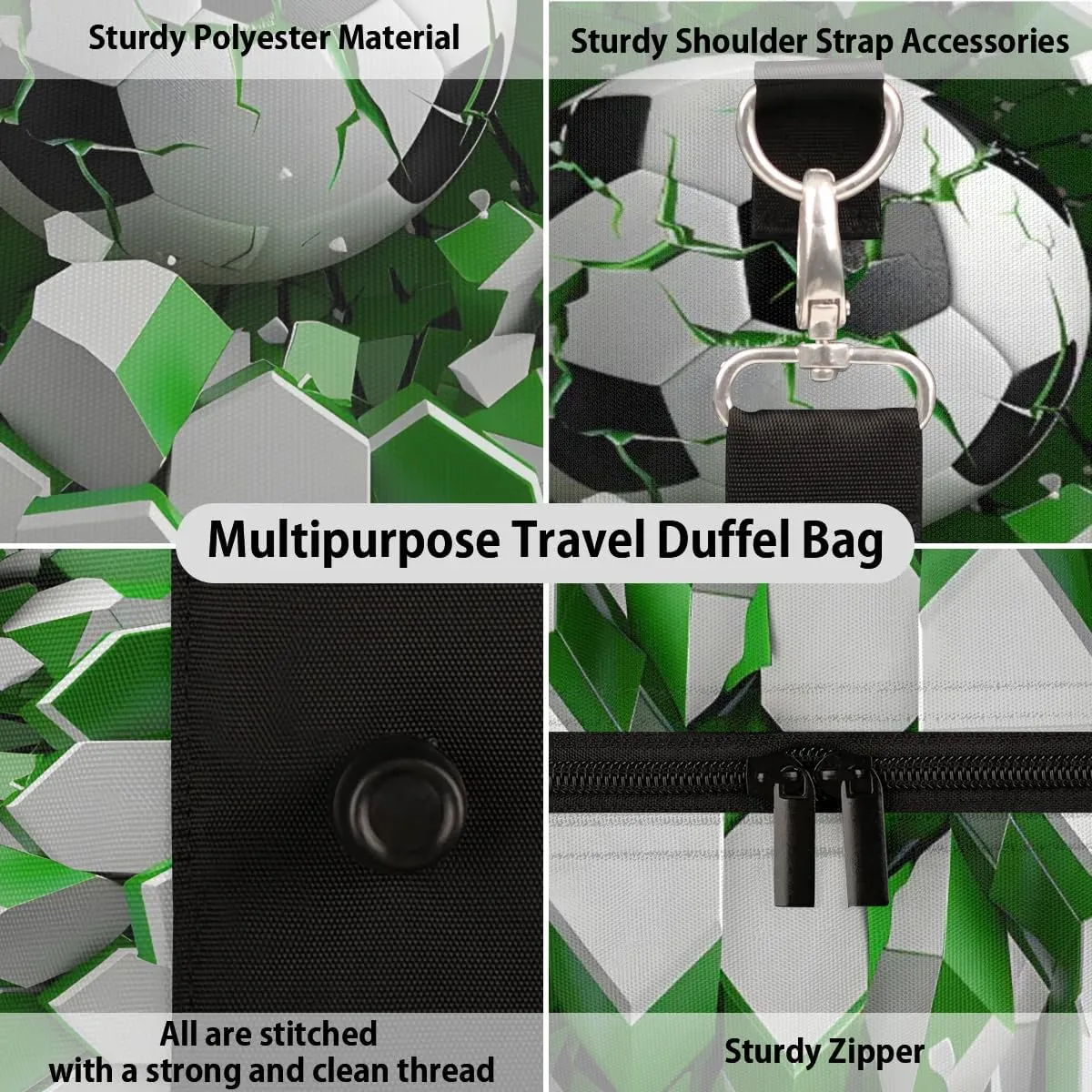 Football Balls Travel Duffel Bag for Women Men Waterproof Foldable Overnight Weekender Bag Large Capacity Sports Gym Bag