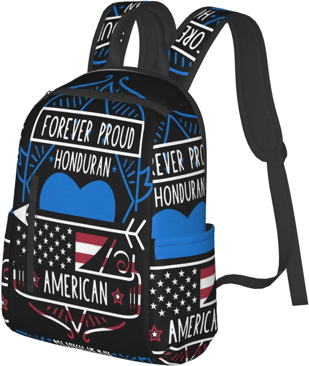 Forever Proud Honduran American Flag Casual Backpacks Large Capacity Laptop Backpack Sports Fitness Rucksack Travel Carry-On Daypack Work Bag for Outdoor Camping