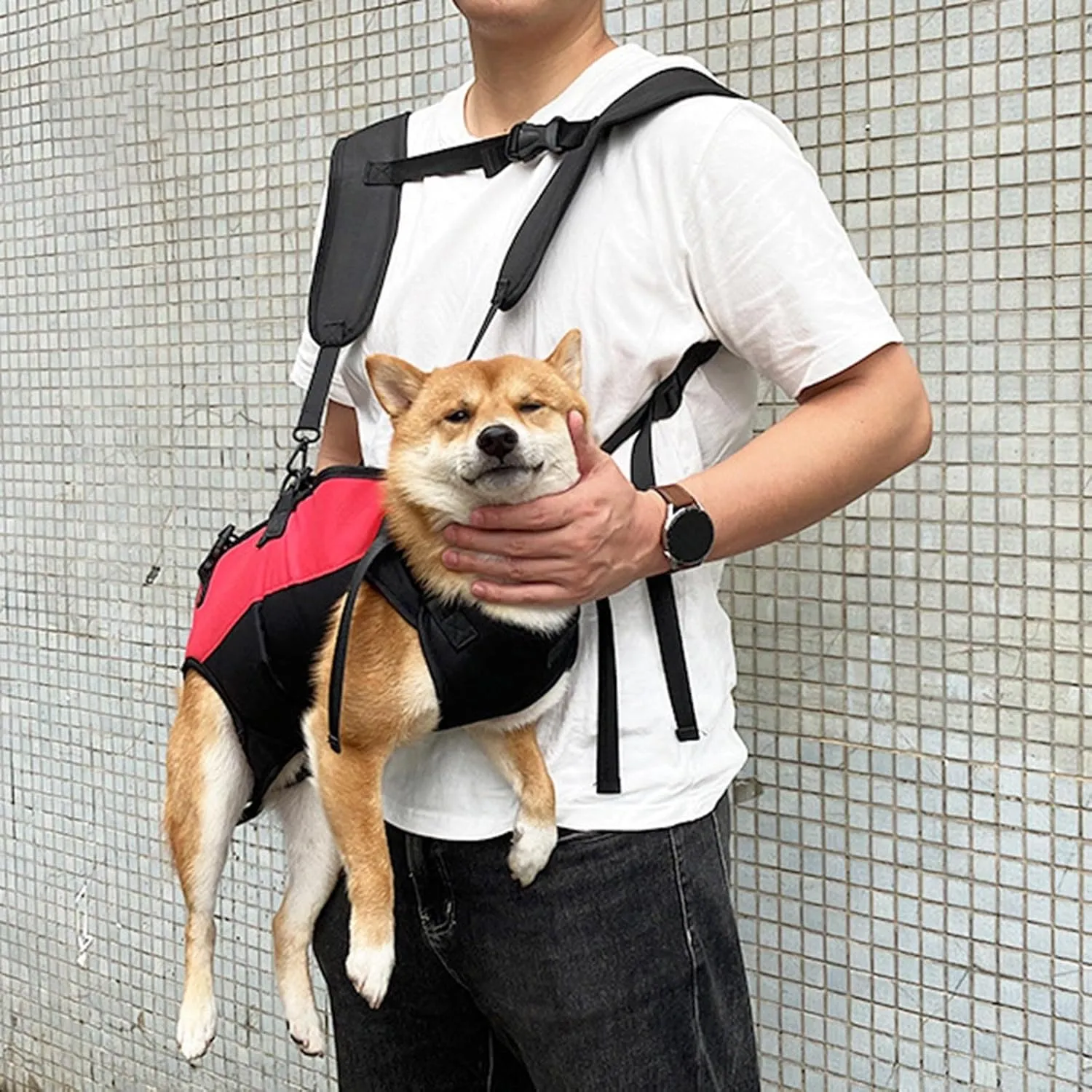 Four Legged Pet Travel Bag with Breathable Oxford Fabric Adjustable Shoulder Strap Carrier Bag for Small to Large Breeds