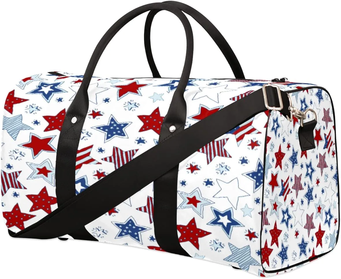 Fourth Of July Independence Memorial Day Travel Duffle Bag for Men Women Large Overnight Weekender Bag Lightweight Duffel Bag Sports Gym Bag Foldable Carry on Luggage Bag