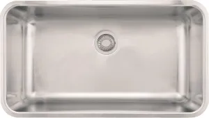 Franke GDX11031 Grande 3/4" x 3/4" x 9" 18 Gauge Undermount Single Bowl Stainless Steel Kitchen Sink, 32 3/4-inch