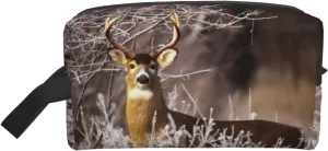 Free Deer Print Travel Cosmetic Large Capacity Zippered Storage Bag For Toiletries Daily Essentials