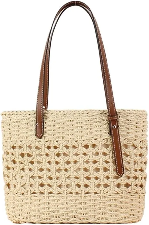 French foreign large capacity bag beach vacation solid color versatile tote bag shoulder bag