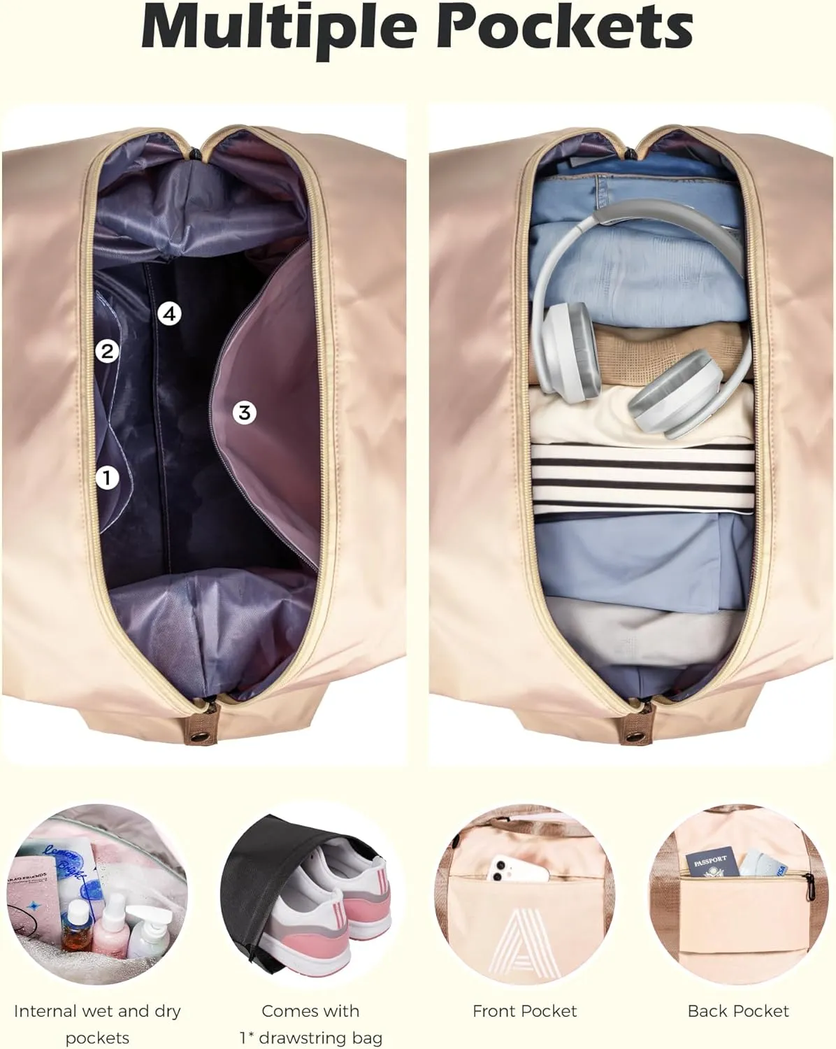 Friend Gifts, Initial Travel Duffel Bag, Gym Bag, Duffel Bag,Personalized Weekender Bag，Overnight Bag Friend Wedding Girlfriend Birthday Gifts for Women Gifts for Teen Girls (Letter U)