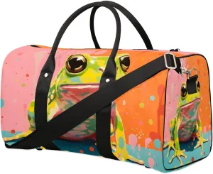 Frog Animal Travel Duffel Bag for Women Men Waterproof Foldable Overnight Weekender Bag Large Capacity Sports Gym Bag
