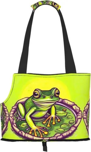 Frog in A Pond Printed Pet Shoulder Bag, Specially Designed for Small Dogs and Cats, Multifunctional Shoulder and Handbag