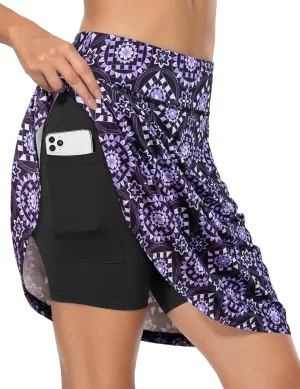 Fulbelle Golf Skorts Skirts for Women with 3 Pockets 20" Knee Length High Waisted Skorts