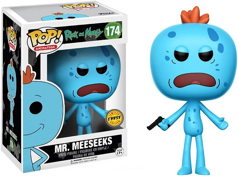 Funko Mr. Meeseeks (Chase Edition): Rick & Morty x POP! Animation Vinyl Figure & 1 POP! Compatible PET Plastic Graphical Protector Bundle [#174 / 12441 - B]