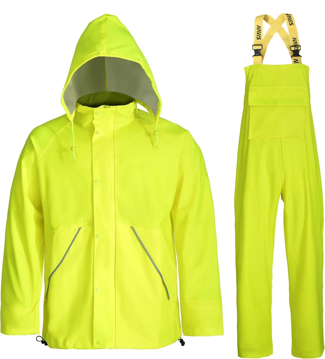 FWG Men's Workwear PRO Rain Suit - Ultimate Safety & Comfort | Waterproof, Durable PU Jacket & Bib Pants Set.