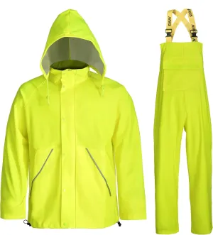 FWG Men's Workwear PRO Rain Suit - Ultimate Safety & Comfort | Waterproof, Durable PU Jacket & Bib Pants Set.