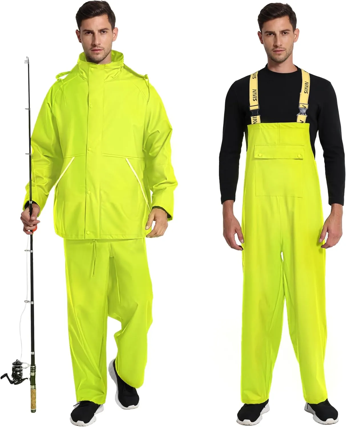 FWG Men's Workwear PRO Rain Suit - Ultimate Safety & Comfort | Waterproof, Durable PU Jacket & Bib Pants Set.
