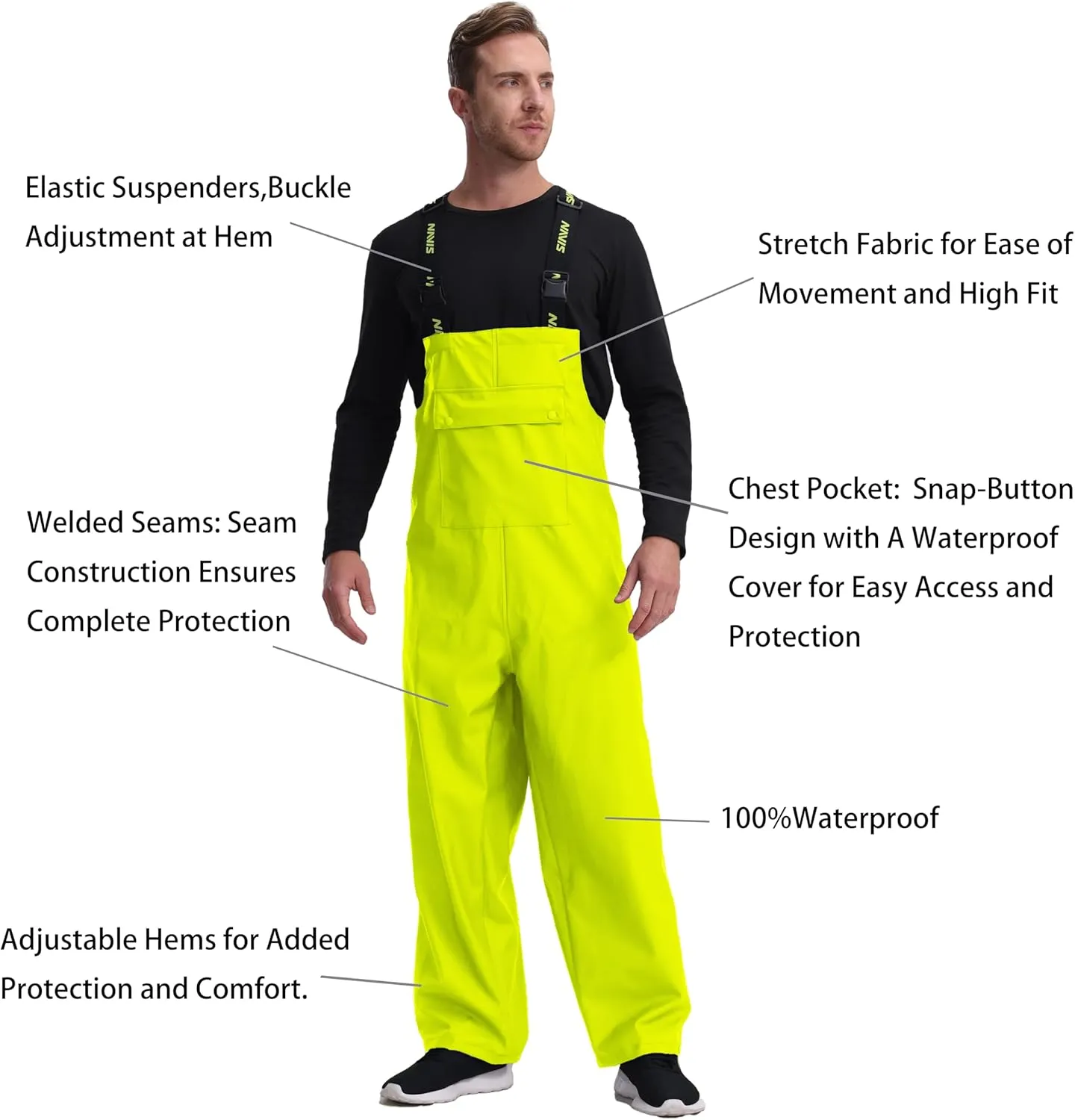 FWG Men's Workwear PRO Rain Suit - Ultimate Safety & Comfort | Waterproof, Durable PU Jacket & Bib Pants Set.
