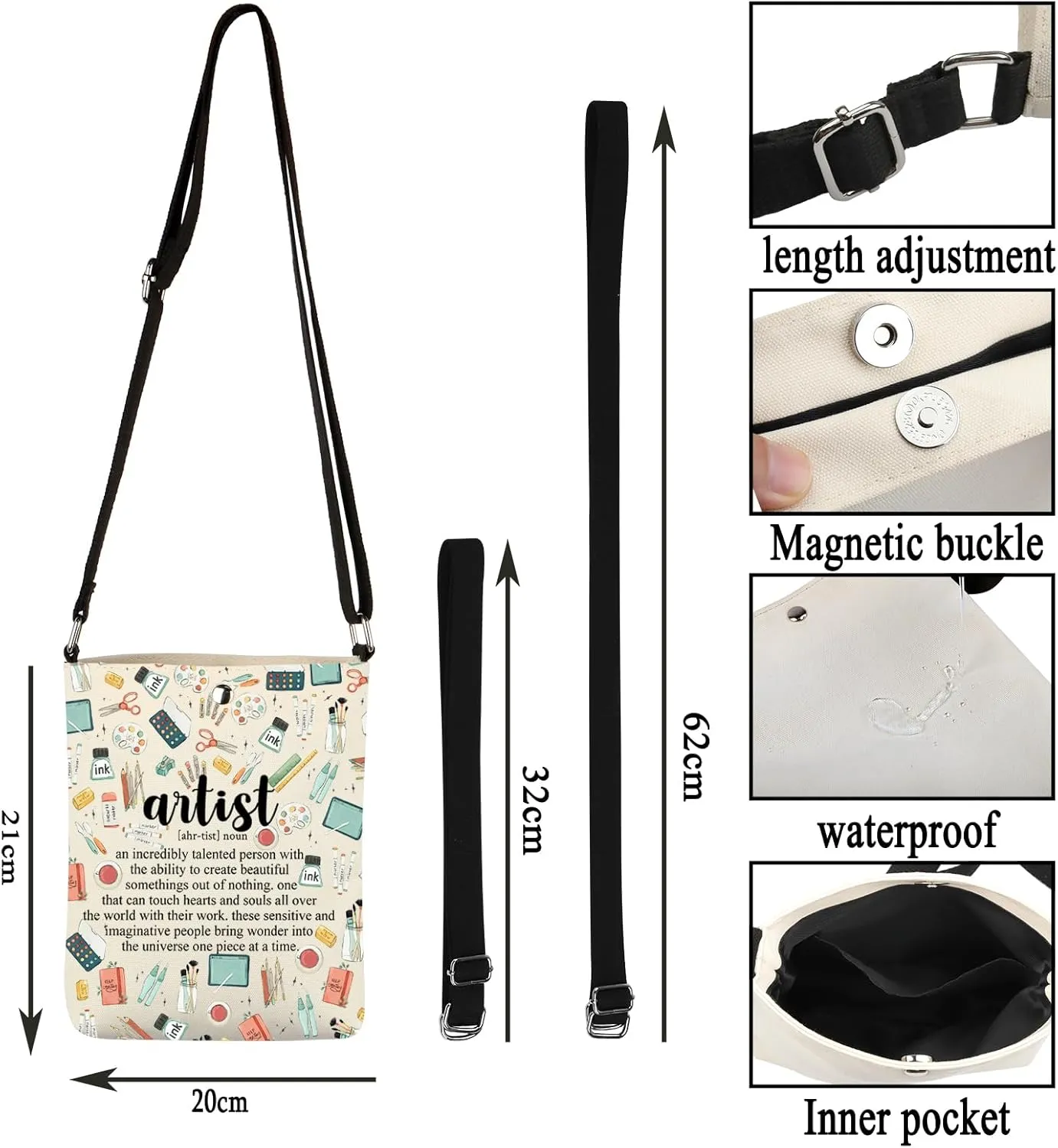 G2TUP Artist Definition Makeup Bag - Art Teacher & Lovers Gift - Cosmetic Bag for Painters