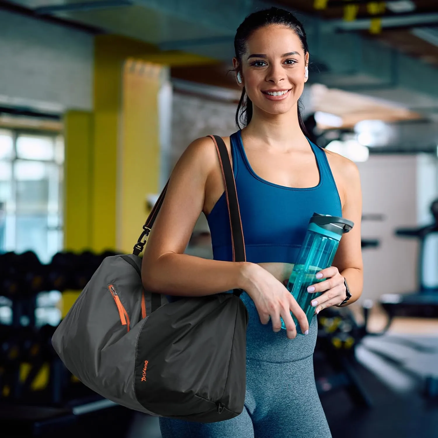 G4Free 40L Large Gym Duffle Bag with Wet Pocket for Travel Overnight Carry On Duffel Bag Women Men (Grey)