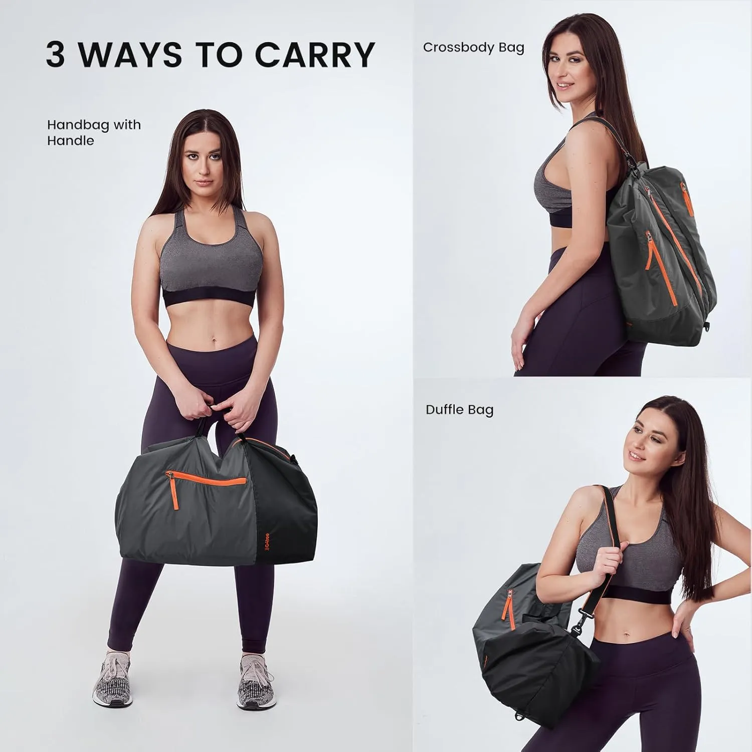G4Free 40L Large Gym Duffle Bag with Wet Pocket for Travel Overnight Carry On Duffel Bag Women Men (Grey)