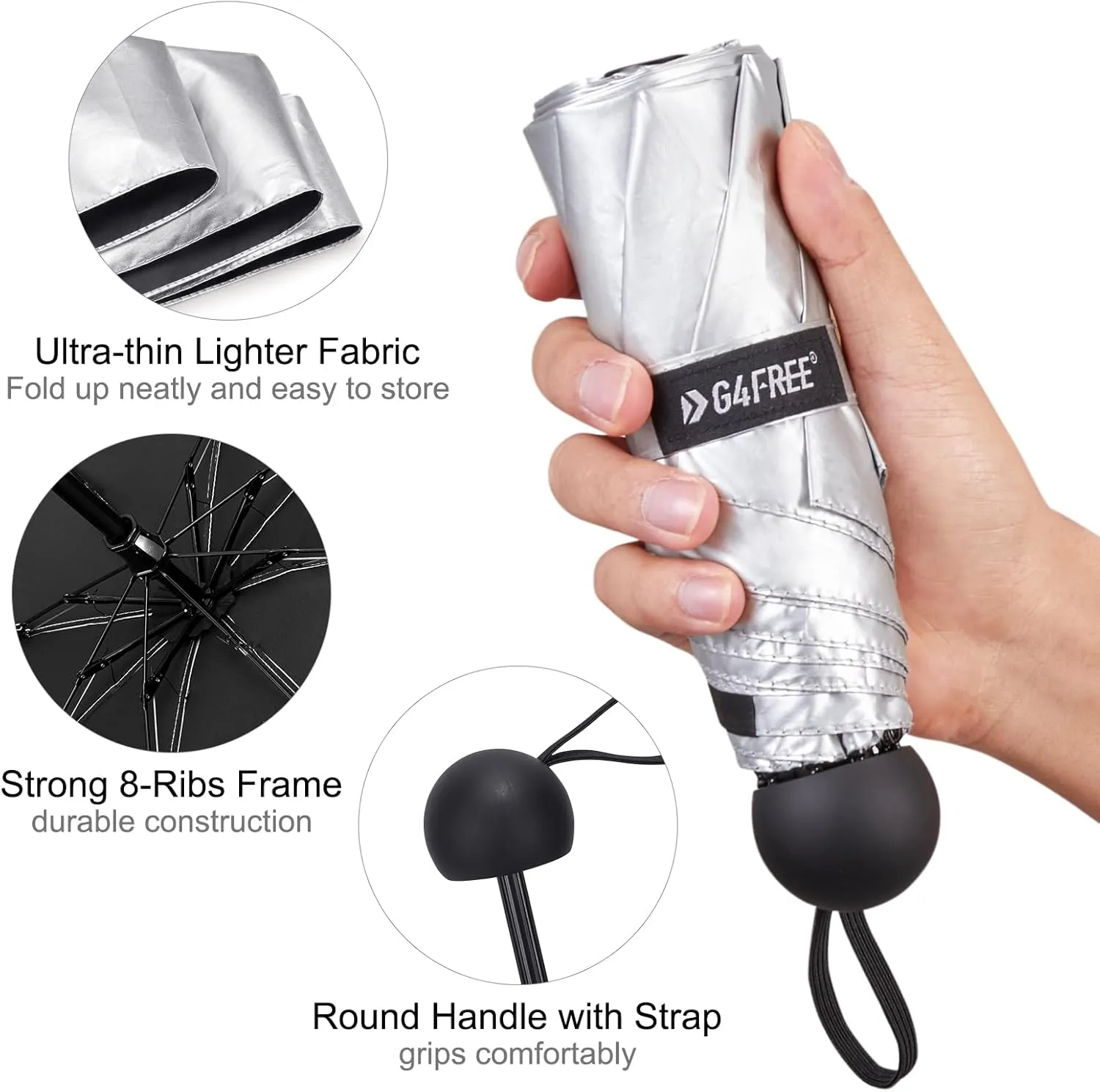 G4Free Compact Travel Umbrella UPF 50  UV Protection Sun Blocking Mini Umbrellas for Men and Women