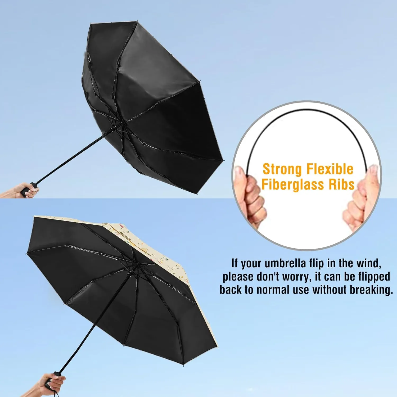 G4Free UPF 50  UV Protection Large Travel Umbrella 42/46 Inch Auto Open Close Windproof Sun Blocking Umbrella