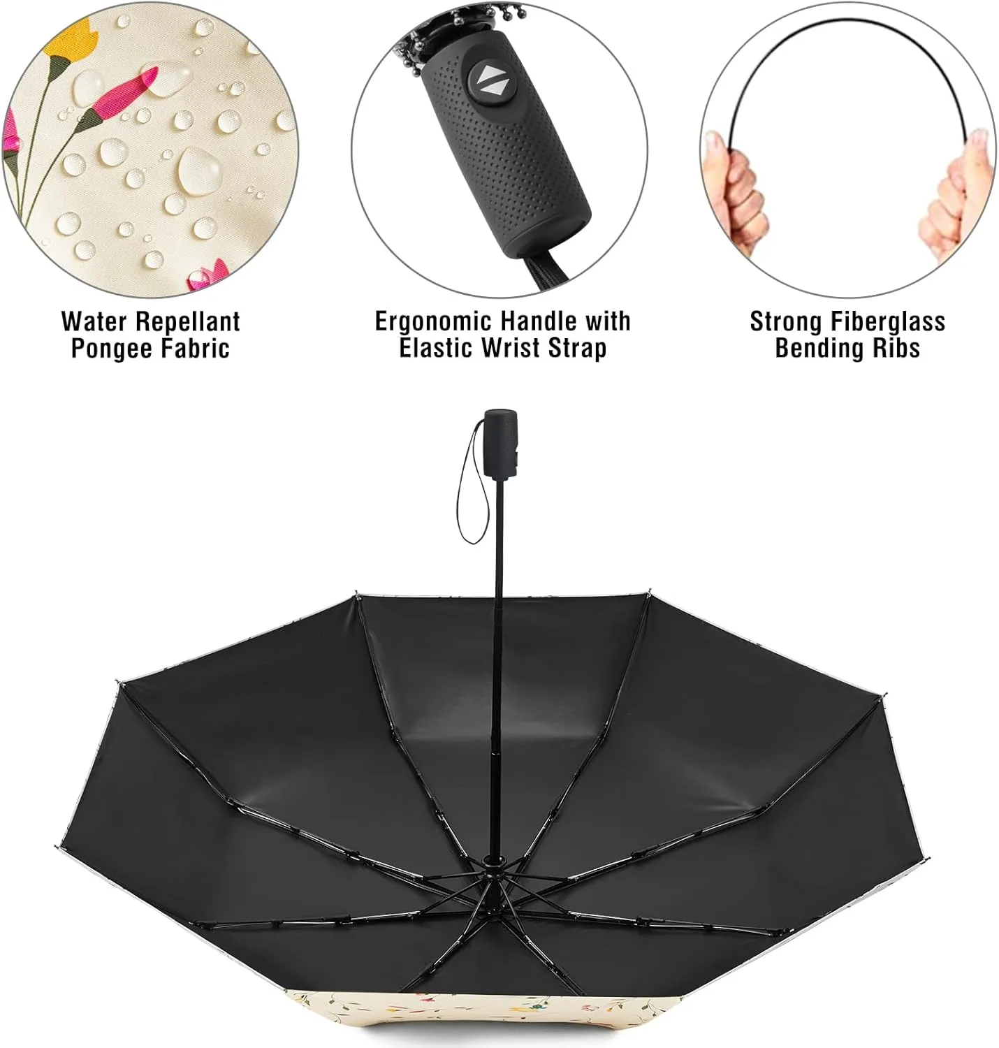 G4Free UPF 50  UV Protection Large Travel Umbrella 42/46 Inch Auto Open Close Windproof Sun Blocking Umbrella