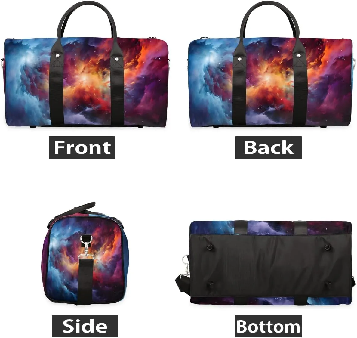 Galaxy Print Travel Duffel Bag for Women Men Waterproof Foldable Overnight Weekender Bag Large Capacity Sports Gym Bag