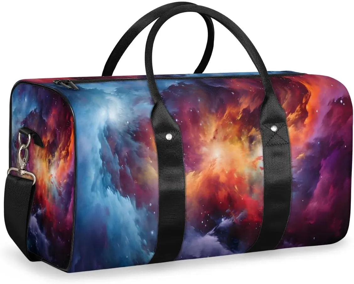 Galaxy Print Travel Duffel Bag for Women Men Waterproof Foldable Overnight Weekender Bag Large Capacity Sports Gym Bag