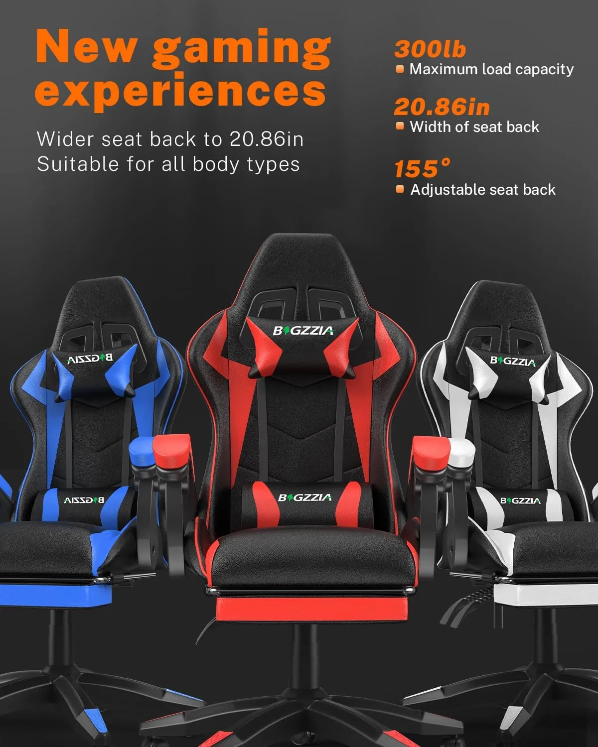 Gaming Chair with Footrest, High Back Ergonomic Computer Gamer Chair with Headrest and Lumbar Support, Racing Style Reclining Game Chair for Adults, Kids (Red-Black)