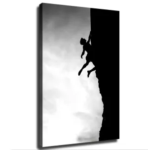 GaoZhenxin Rock Climbing Black & White Extreme Sports Inspirational Poster Canvas Painting Wall Art Hanging Picture Gift Bedroom Home Aesthetic Decoration-Frame-style-24x36inch(60x90cm)