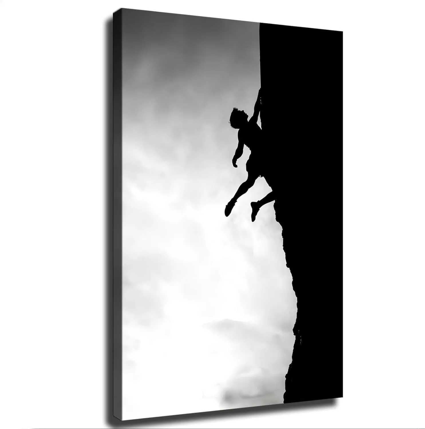GaoZhenxin Rock Climbing Black & White Extreme Sports Inspirational Poster Canvas Painting Wall Art Hanging Picture Gift Bedroom Home Aesthetic Decoration-Frame-style-24x36inch(60x90cm)