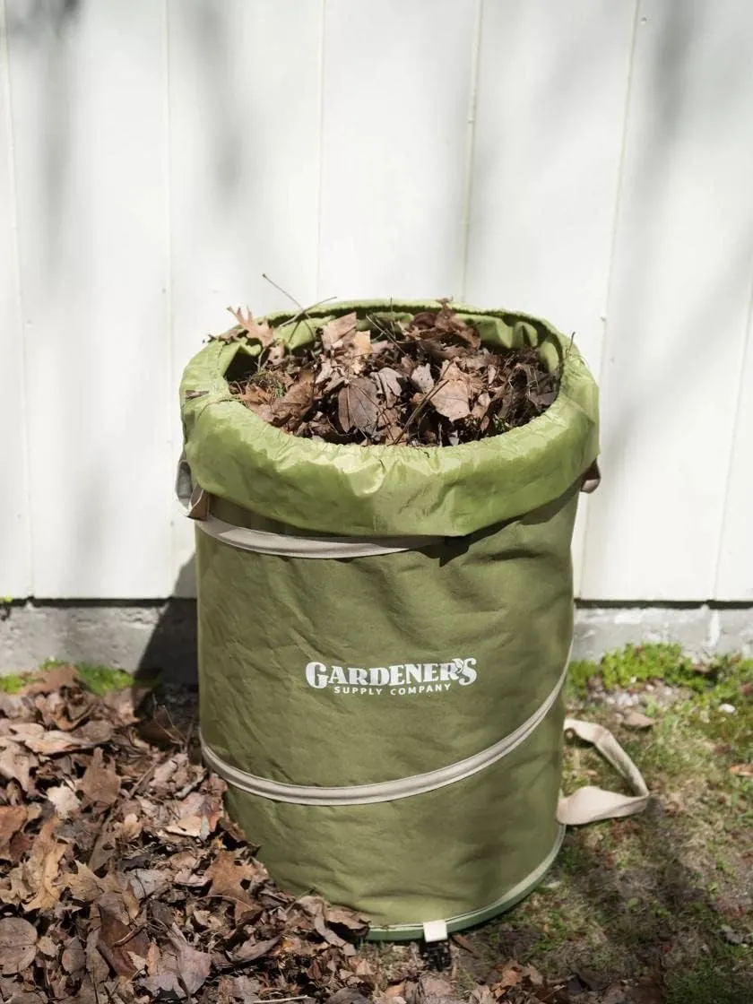 Gardener's Supply Company Collapsible Garden Bag | Heavy Duty Yard Clean Up Waste Bags with Hard Vented Base and Drawstring Top | Multi-Functional & Reusable | Holds 30 Gallons