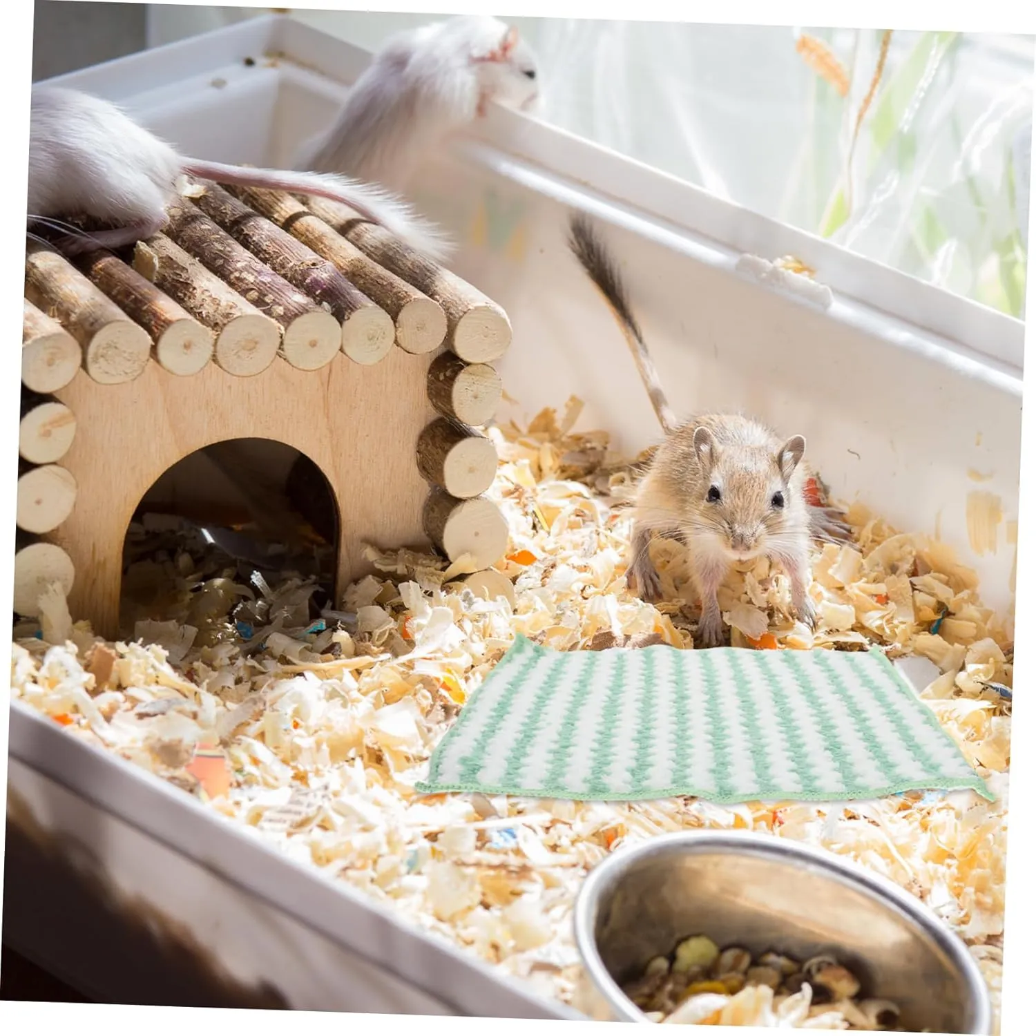 Garneck 4sets 6pcs Pet Cage Liner Fleece Blanket for Small Animals Soft and Cozy Mats Excellent Water Absorption for Hamsters Guinea Pigs Hedgehogs and More 6pcs*4