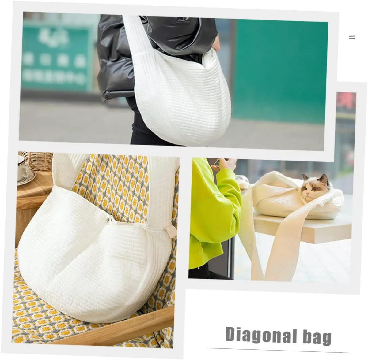 Garneck Pet Carrier Bag Canvas Kitten Outgoing Bag Breathable Cross-Body Cat Carrier for Outdoor Use