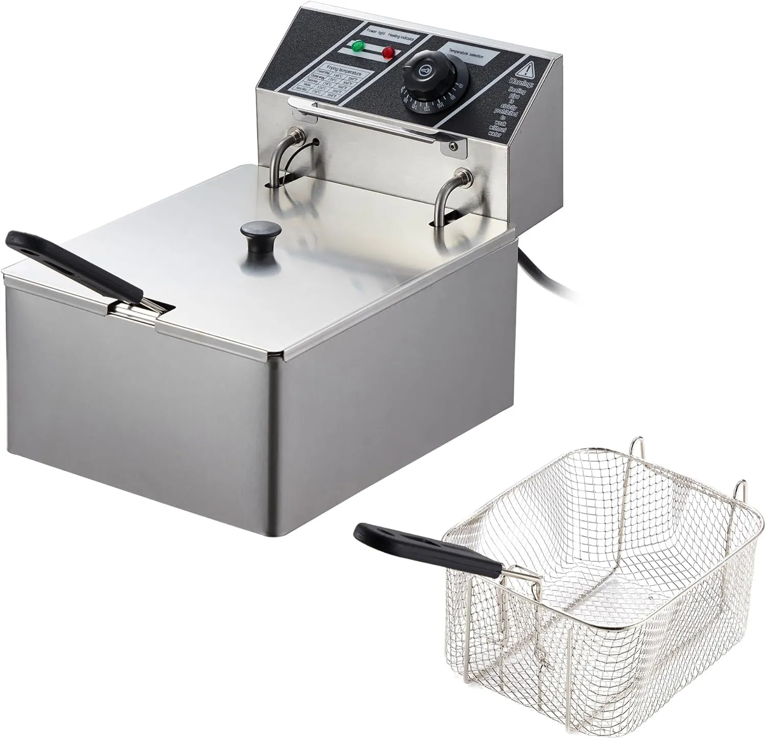 GARVEE 11 L/11.6 Qts Electric Deep Fryer with Basket and lid Adjustable Temperature Control Stainless Steel Perfect for Fried Chicken, Shrimp, French Fries, Chips & More