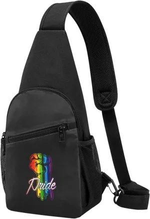 Gay Pride Rainbow Fist Lgbt Unisex Chest Bag Lightweight Crossbody Shoulder Bag Travel Pocket