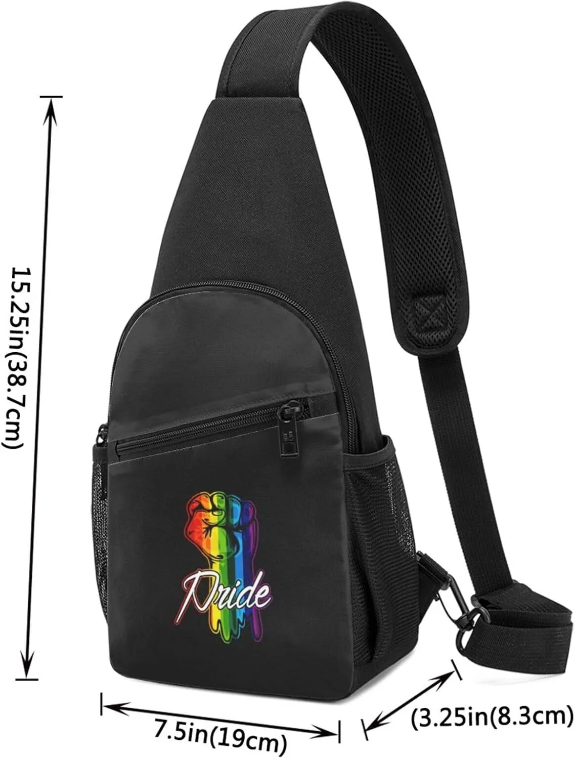 Gay Pride Rainbow Fist Lgbt Unisex Chest Bag Lightweight Crossbody Shoulder Bag Travel Pocket