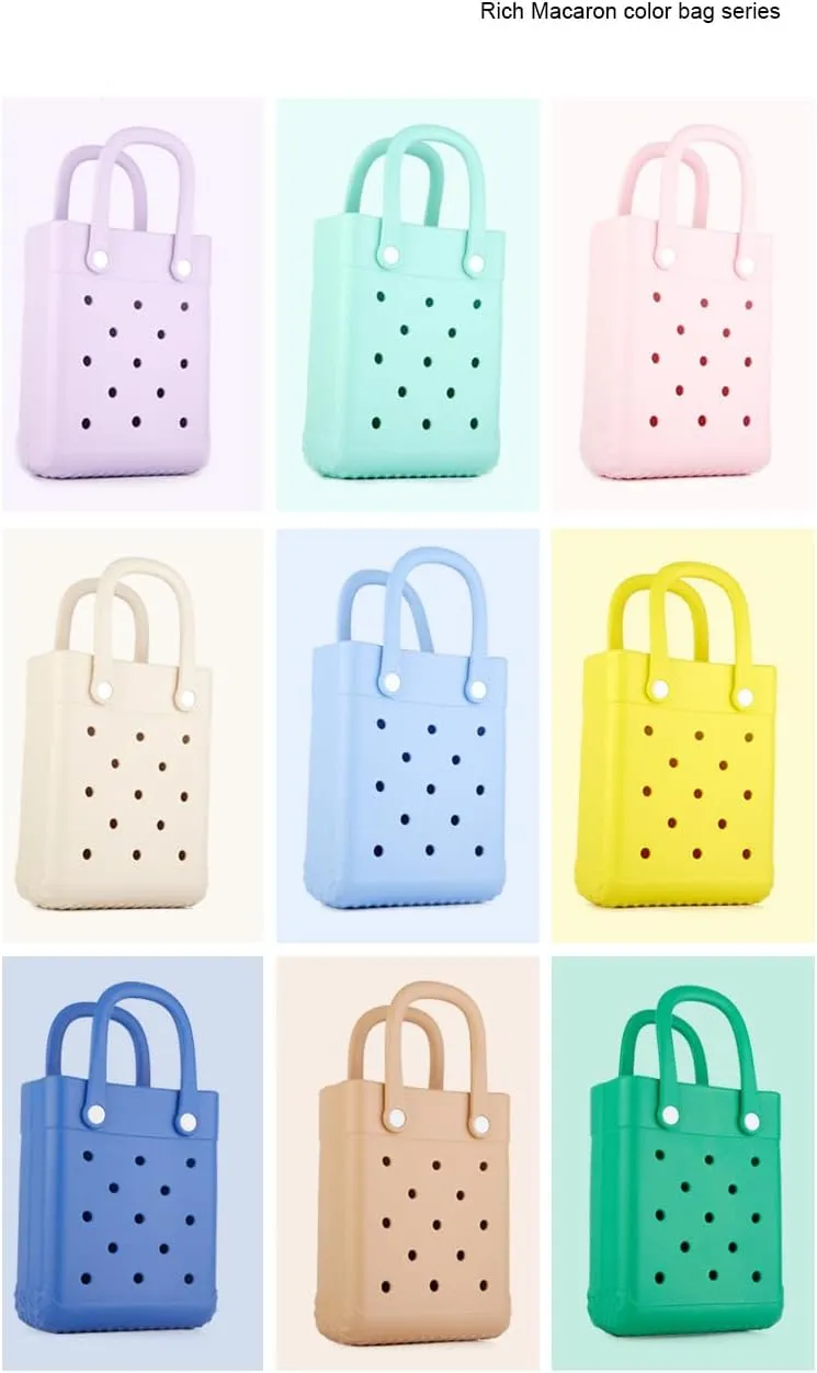 GBB Rubber Beach Bag X-Small Beach Tote Bag Waterproof Mini Tote Bag for the Beach Boat Pool Sports Travel Bag Open Handbag