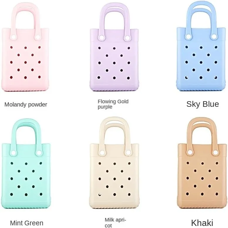 GBB Rubber Beach Bag X-Small Beach Tote Bag Waterproof Mini Tote Bag for the Beach Boat Pool Sports Travel Bag Open Handbag