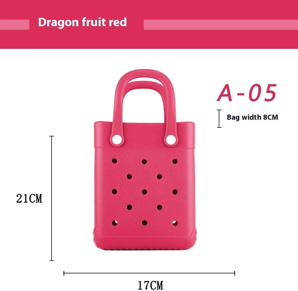 GBB Rubber Beach Bag X-Small Beach Tote Bag Waterproof Mini Tote Bag for the Beach Boat Pool Sports Travel Bag Open Handbag