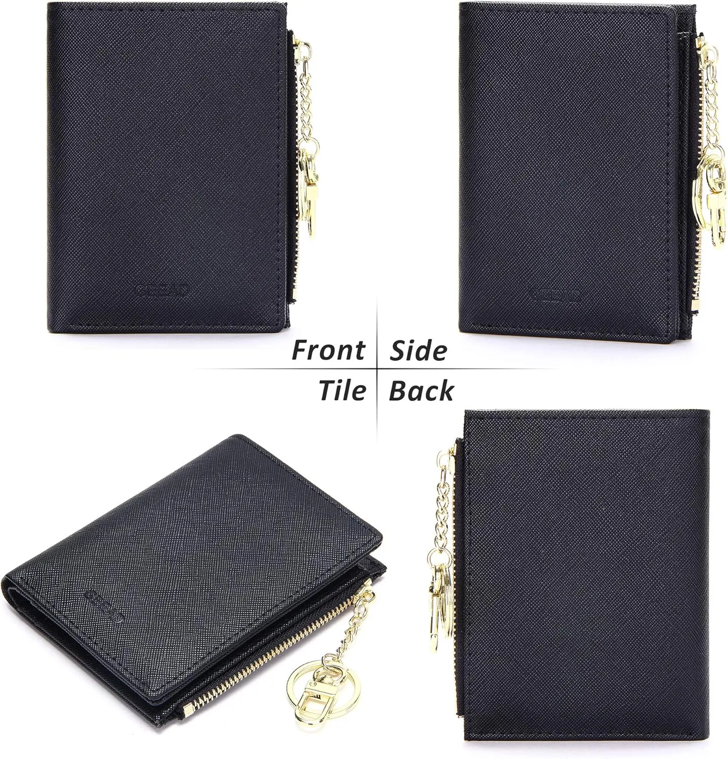 GEEAD Small Wallets for Women Bifold Slim Coin Purse Zipper ID Card Holder