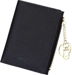 GEEAD Small Wallets for Women Bifold Slim Coin Purse Zipper ID Card Holder